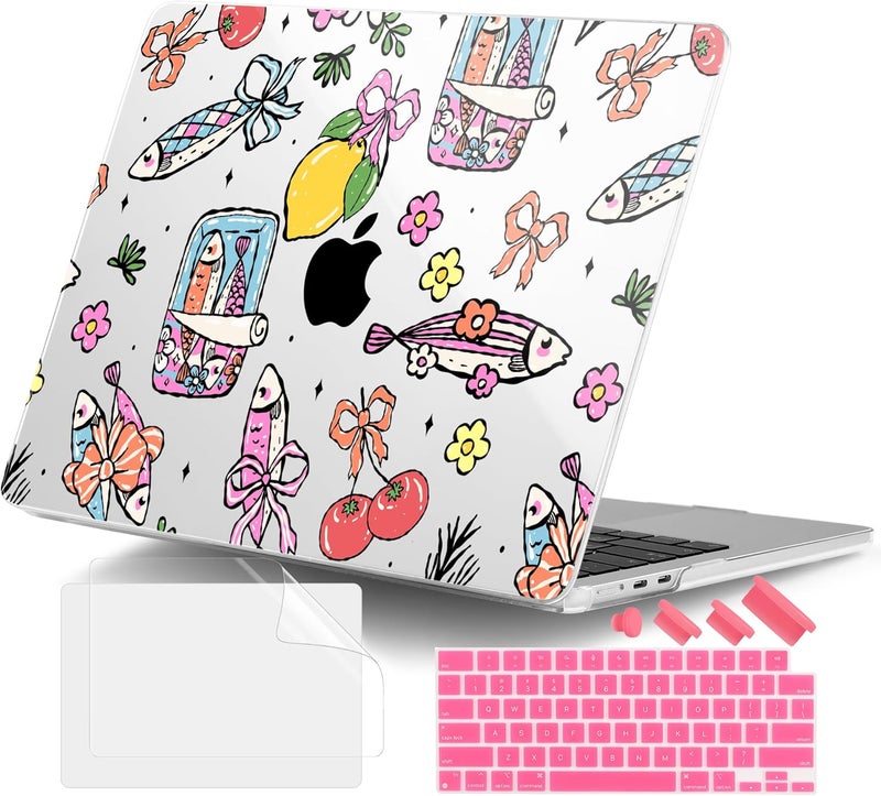 DONGKE for M4 MacBook Air 13.6 Inch Case 2025 2024 2023 2022 Model A3240 A3113 A2681 M3 M2 Chip, Plastic Hard Shell Case Cover with Touch ID for MacBook Air 13 Inch M4 - Sardine - Image 1